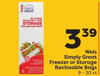 Weis Markets Weis simply great freezer or storage reclosable bags offer