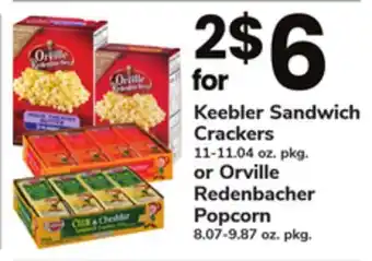 ACME Keebler sandwich crackers 11-11.04 oz. pkg. or orville redenbacher popcorn 8.07-9.87 oz. pkg offer