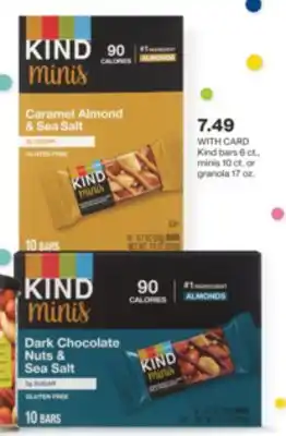 CVS Kind bars 6 ct., minis 10 ct. or granola 17 oz offer