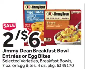 Stop&Shop Jimmy dean breakfast bowl entrées or egg bites offer