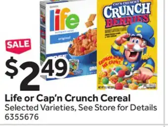 Stop&Shop Life or cap'n crunch cereal offer