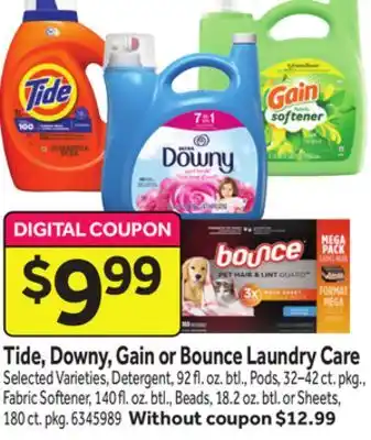Stop&Shop Tide, downy, gain or bounce laundry care offer