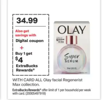 CVS All olay facial regenerist max collection offer