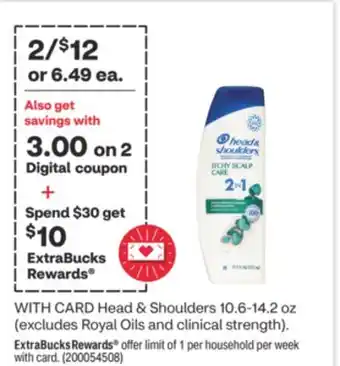 CVS Head & shoulders 10.6-14.2 oz offer