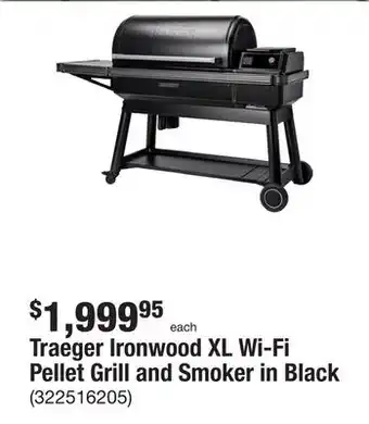 The Home Depot Traeger ironwood xl wi-fi pellet grill and smoker in black offer