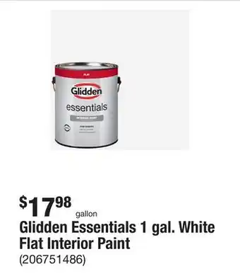 The Home Depot Glidden essentials 1 gal. white flat interior paint offer