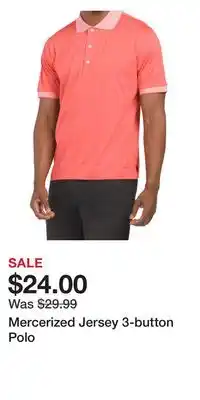 TJ Maxx Mercerized jersey 3-button polo offer