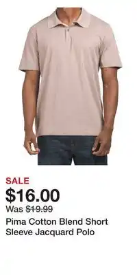 TJ Maxx Pima cotton blend short sleeve jacquard polo offer