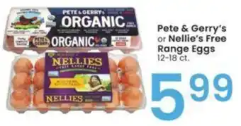 Albertsons Pete & Gerry's or Nellie's Free Range Eggs 12-18 ct. offer