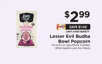 ShopRite Lesser evil budha bowl popcorn offer