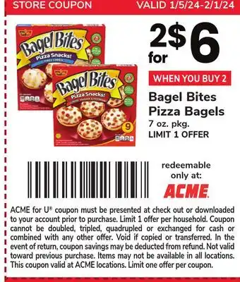 ACME Bagel bites pizza bagels offer