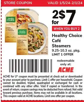 ACME Healthy choice café steamers offer