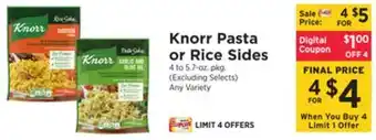 ShopRite Pasta or rice sides offer