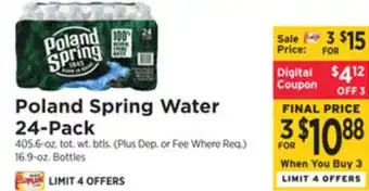 ShopRite Poland spring water 24-pack offer