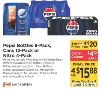 ShopRite Pepsi bottles 8-pack, cans 12-pack or nitro 4-pack offer