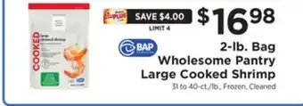 ShopRite 2-lb. bag wholesome pantry large cooked shrimp offer