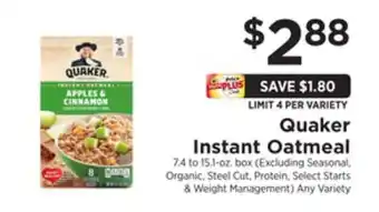 ShopRite Instant oatmeal offer
