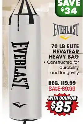 Big 5 Everlast elite nevatear heavy bag 70 lbs offer