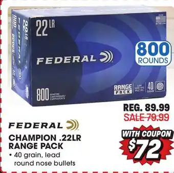 Big 5 Federal champion 22lr 800-round range pack offer