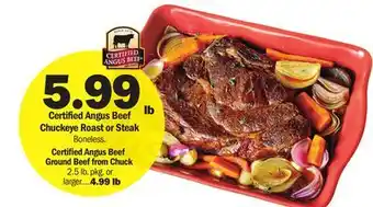 Meijer Certified angus beef chuckeye roast or steak offer