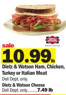 Meijer Dietz & watson ham, chicken, turkey or italian meat offer