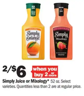 Meijer Simply juice or mixology offer