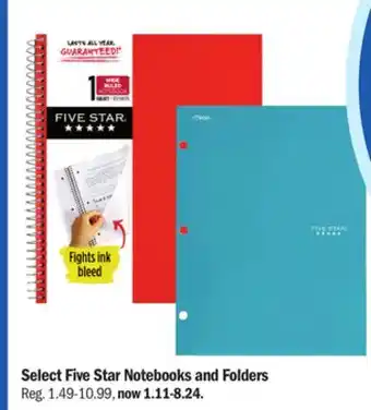 Meijer Select five star notebooks and folders offer