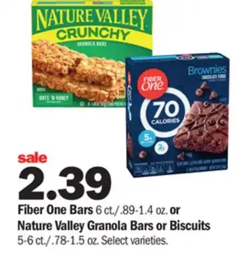 Meijer Fiber one bars 6 ct./.89-1.4 oz. or nature valley granola bars or biscuits 5-6 ct./.78-1.5 oz offer