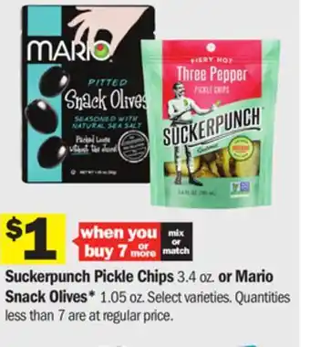 Meijer Suckerpunch pickle chips 3.4 oz. or mario snack olives* 1.05 oz offer