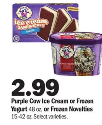 Meijer Purple cow ice cream or frozen yogurt 48 oz. or frozen novelties 15-42 oz offer