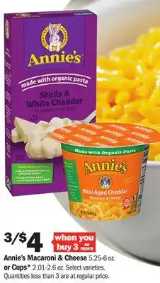 Meijer Annie's macaroni & cheese 5.25 -6 oz or cups* 2.01-2.6 oz offer