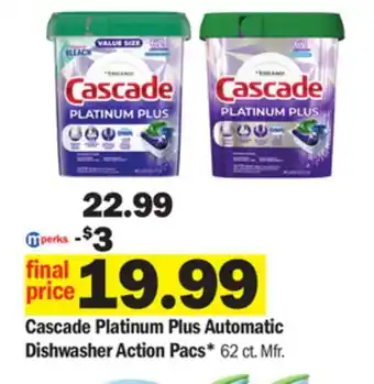 Meijer Cascade platinum plus automatic dishwasher action pacs offer