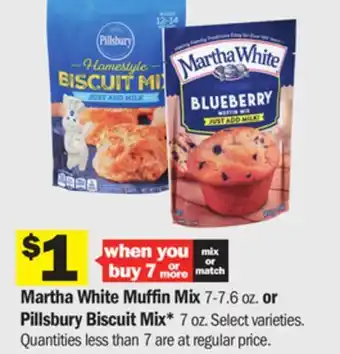Meijer Martha white muffin mix 7-7.6 oz. or pillsbury biscuit mix* 7 oz offer
