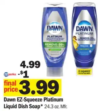 Meijer Dawn ez-squeeze platinum liquid dish soap offer