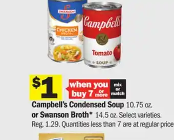 Meijer Campbell's condensed soup 10.75 oz. or swanson broth* 14.5 oz offer