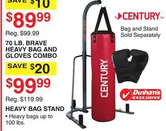 Dunham's Sports 70 lb. brave heavy bag and gloves combo offer