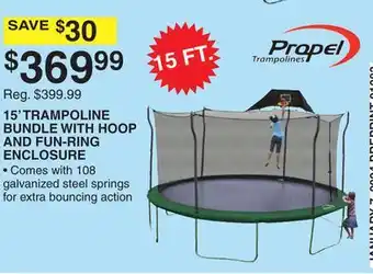 Dunham's Sports Prapel 15' trampoline bundle with hoop and fun-ring enclosure offer