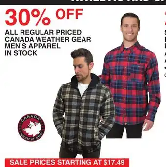 Dunham's Sports All regular priced canada weather gear men's apparel in stock offer