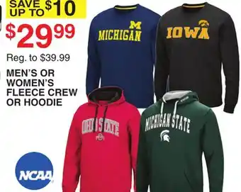 Dunham's Sports Ncaa men's or women's fleece crew or hoodie offer