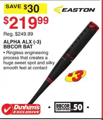 Dunham's Sports Easton alpha alx (- 3) bbcor bat offer
