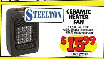 Ollie's Steelton ceramic heater fan offer
