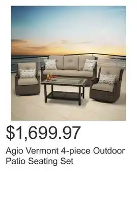 Costco Agio vermont 4-piece outdoor patio seating set offer