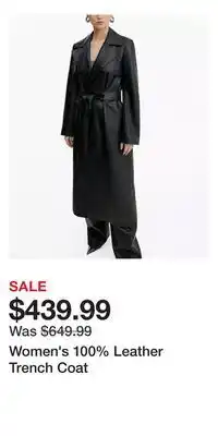 Macy's Women's 100% leather trench coat offer