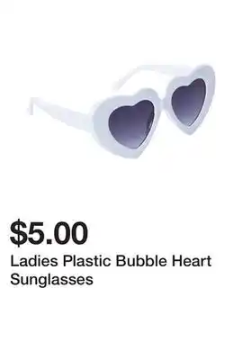 Five Below Ladies plastic bubble heart sunglasses offer