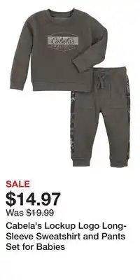 Cabela's Cabela's lockup logo long-sleeve sweatshirt and pants set for babies offer