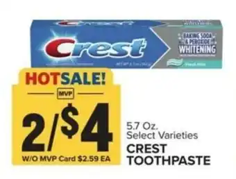 Food Lion CREST TOOTHPASTE offer