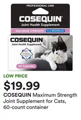 Maximum strength joint supplement for cats, 60-count container