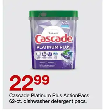 Target Cascade platinum plus actionpacs 62-ct. dishwasher detergent pacs offer