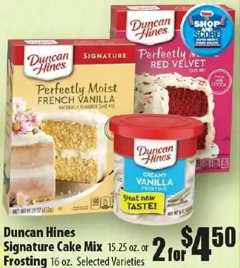 Duncan Hines Signature Cake Mix 15.25 oz Or Frosting 16 oz