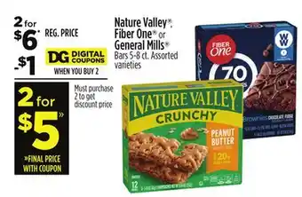 Dollar General Nature valley , fiber one or general mills bars offer